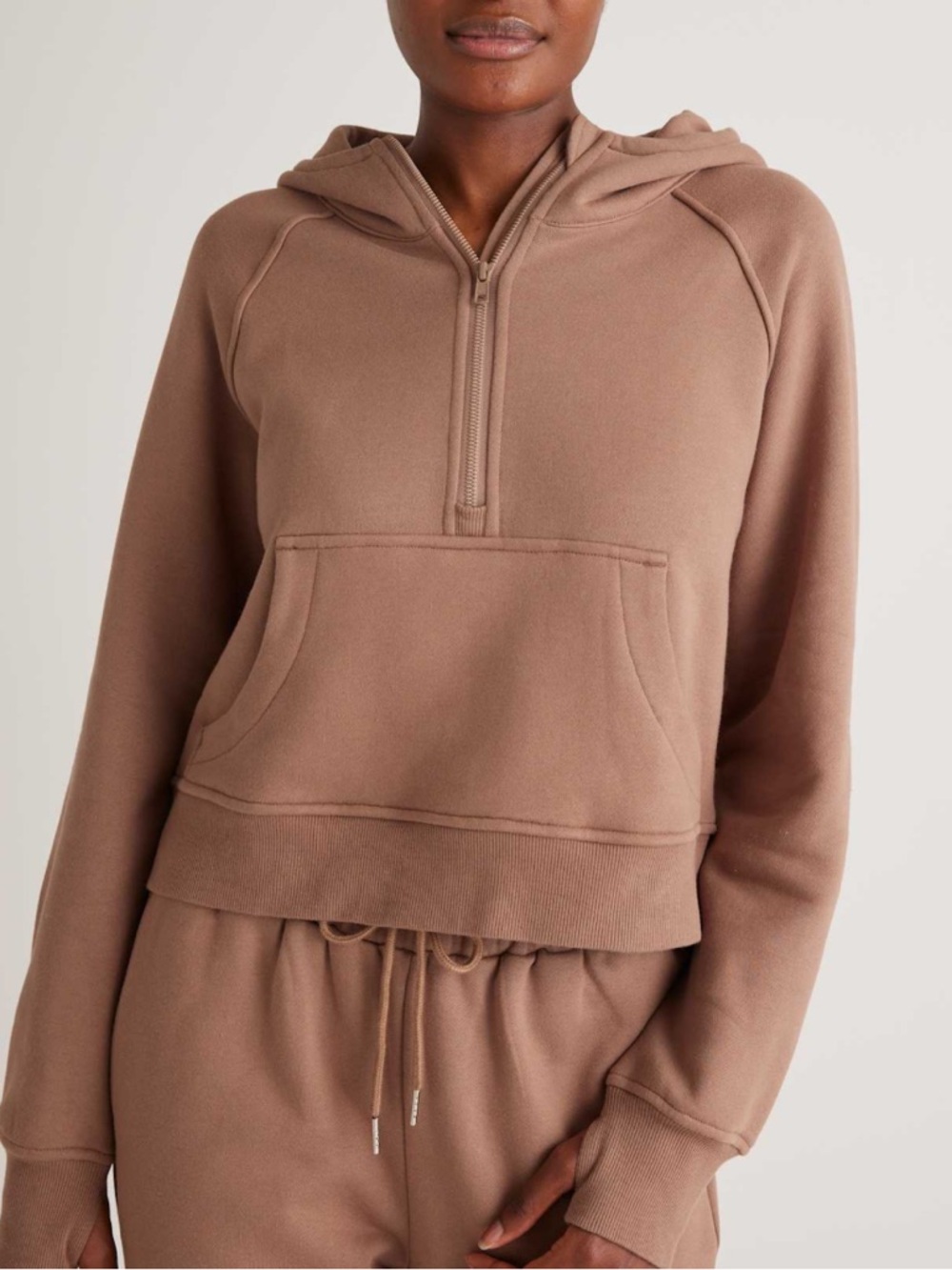 Quince Taupe Zip-Up Hoodie
